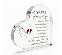 40th Ruby Wedding Anniversary Keepsake for Couple, Heart-Shaped Acrylic Plaque Acrylic Sign, Present for Couples Fortieth Anniversaries, Romantic Gifts Keepsake