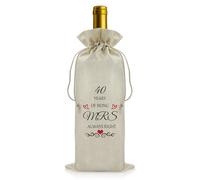40th Ruby Wedding Anniversary Keepsake for Her Wine Gift Bags 40th Wedding Anniversary Wine Bottle Bag for Wife Women Forty Years Weddings Anniversary's Presents 40 Years Anniversary's Decorations