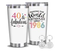 40th Tumbler 20oz with Key Chain, Father‘s Day Idear Gift 40th Birthday Gifts Men - 1986 40th Birthday Decorations for Women-40 Year Old Gifts for Men, Women, Mom, Dad, Wife, Husband - 20oz Tumbler