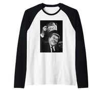 40th US President Ronald Reagan 1980 by Michael Grecco Raglan Baseball Tee