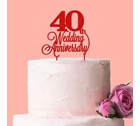 40th Wedding Anniversary Cake Topper: Red Glitter Acrylic
