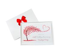 40th Wedding Anniversary Card - Ruby 40 Year Fortieth Anniversary Greeting Card, Personalised Gift for Wife, Husband, Parents, Couple Friends - Various Designs (Wife Sweeping Heart 40th)