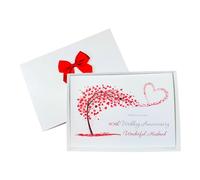 40th Wedding Anniversary Card - Ruby 40 Year Fortieth Anniversary Greeting Card, Personalised Gift for Wife, Husband, Parents, Couple Friends - Various Designs (Husband Sweeping Heart 40th)