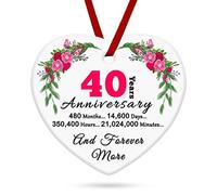 40th Wedding Anniversary Ceramic Ornament Gift for Parents 40 Years of Marriage 40 Years Anniversary Decorations Valentines Day Gifts for Grandparents Happy 40th Anniversary for Wife Husband