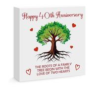 40th Wedding Anniversary Decorations Wooden Sign 40th Anniversary Wedding Gifts for Couples Parents Unique 40 Years of Marriage Decoration Gift for Women Men Wife Husband
