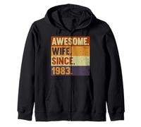 40th Wedding Anniversary For Her - Awesome Wife Since 1983 Zip Hoodie