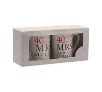 40th Wedding Anniversary Mugs - "Mr Right & Mrs Always Right"