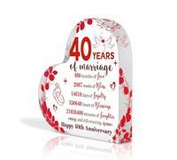 40th Wedding Anniversary Plaque Gifts Romantic Ruby Wedding Anniversary Decorations for Couple Her Him, Heart-Shaped Acrylic Sign Romantic 40th Anniversary for Home Decor