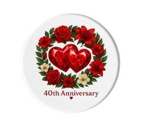40th Wedding Anniversary, Ruby Jubilee Theme Fridge Magnet: Cute Handmade Keepsake for Wife Husband Couples