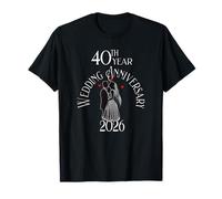 40th Year Wedding Anniversary 2026 Kissing Couple Silhouette T-Shirt
