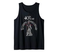 40th Year Wedding Anniversary 2026 Kissing Couple Silhouette Tank Top