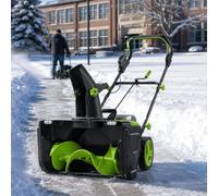 40V Cordless Snow Thrower with Twin LED Headlights 4Batteries
