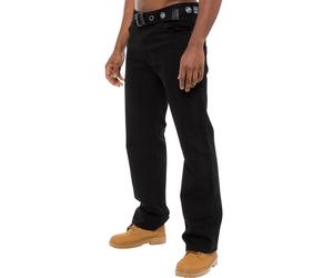 (40W/30L, Black) Enzo Mens Regular Fit Straight Leg Jeans