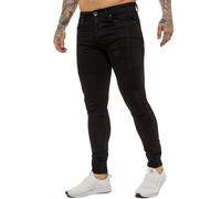 (40W/32L, Black) Enzo Mens Super Slim Stretch Jeans