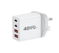 40W 4-Port Fast USB C Charger with Dual PD & QC - Wall Charger for iPhone 12-11, AirPods & Android