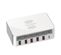 40W 6 Port USB C Charger Wireless QC3.0 Fast PD Usb Quick Charging Station Fast Charging Capability(White Color)