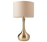 40W E14 | Touch DIMMABLE Table Lamp Light | Modern Round Antique Brass Metal Base & Taupe Cotton Shade | Bedroom Bedside Sideboard Office Desk Reading Task Lighting | Dimming LED