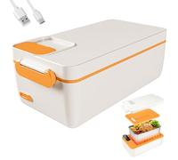 40W Electric Heated Lunch Box, 1L Portable Food Heater with Battery Powered, Cordless Stainless Steel Container Bento Lunch Box for Adult/Work/Car/Truck