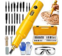 40W Electric Wood Carving Tool - 28,000 RPM Electric Chisel for Wood Carving and Sculpting, DIY Power Carving Knife Set for Furniture Repair, Root Carving and Woodworking Projects (20-Blades)