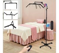 40W Foldable Square Lash Light for Beauty Salon, 3 Color Modes & 10 Dimming Brightness, 34.5in Adjustable beauty light Head & Arms & Height, Remote Control LED Eyelash Tech Tattoo Light (Black)