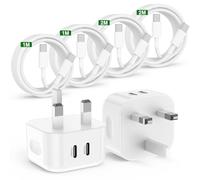 40W iPhone 17 16 15 Pro Max Fast Charger Apple MFi Certified,2 Port PD Quick USB C Plug UK with 1/1/2/2M USB C to C Charging Cable for iPhone 17 Pro/16 Pro Max/16/15 Pro/16 Plus/16e,iPad Pro/Air/Mini