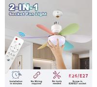 (40W Multi-color 52.07cm) Smart Ceiling Fan with Light, 3-Speed Adjustable, 3-Color Dimmable LED, E26/E27 Base, Remote Control, Super Quiet,