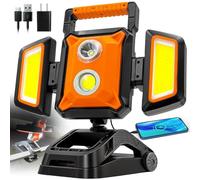 40W Rechargeable Work Light with Clamp, 4000LM Magnetic Work Light Battery Powered with 5 Lights Mode, Waterproof Portable Cordless Job Site Lighting for Construction Site, Workshop, and Car Repairing
