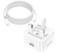 40W USB C Charger, Fast Charger USB C UK Plug Adapter and Type C Cable 3M for iPhone 17 Pro/17 Pro Max/Air/16 15 Pro Max/S26 S25 Ultra/S24/S23, ipad and Other USB-C Devices