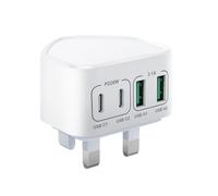 40W USB C Plug Fast Charge, UK 4-Port Multi USB Charger Plug Fast Charging Plug for iPhone 16 15 14 13 12 11 Pro Max SE XS XR Plus, iPad, Samsung Galaxy,Dual Port USBC Power Adaptor Type C Wall Plug