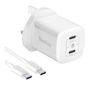 40W USB C Plug with Cable, Nestling Dual Port 20W USB Type C Wall Charger Plug GaN Compact Power Adapter for iPhone 14/14 Plus/14 Pro/14 Pro Max/13/13 Mini/13 Pro/13 Pro Max/12, iPad, Galaxy S22/S21