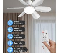 (40W White 52.07cm) Smart Ceiling Fan with Light, 3-Speed Adjustable, 3-Color Dimmable LED, E26/E27 Base, Remote Control, Super Quiet,
