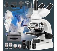 40x-5000x Professional Lab Compound Trinocular Microscope,Mechanical Stage+Ultra-Precise Focusing+Electronic Eyepiece+Phone Adaptert,For Adults, Children, Students, Education,White