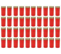 40x Grave Candle No. 3 Red Grave Light Candle Trauerlicht with Lid Burner