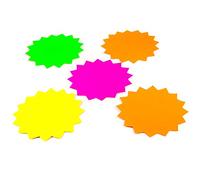 40x Large Market Stall Display Tags - Colourful Neon Star Price Labels