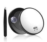 40x Magnifying Mirror with Suction Cups and Tweezer, Tweezer man Mirror, 40x Travel Magnifying Mirrors, Cosmetic Mirroring with Strong Magnification for Precise Makeup and Eyebrow Plucking 8.8 cm