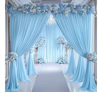 40x10FT Baby Blue Backdrop Curtains for Wedding Parties, Wrinkle Free Polyester Photography Backdrop Drapes for Wedding Baby Shower Birthday Parties Stage Background Stand Decorations 4x10ft,10 Panels