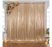 40x10ft Champagne Glitter Sequin Photo Backdrop Curtain for Parties Wrinkle Free Shimmer Polyester Photoshoot Curtains Drapes Backdrop for Wedding Birthday Baby Shower Shiny Background 8 Panels 5x10ft