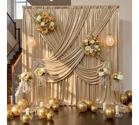 40x10FT Champagne Gold Sequin Backdrop Curtain - 8 Panels 5ft(W) x 10ft(H) Wrinkle Free Shimmer Back Drop Cloth, Glitter Backdrop Drapes for Photography, Birthday, Wedding, Graduation Background