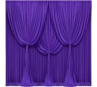 40x10FT Dark Purple Backdrop Curtains for Wedding Parties, Wrinkle Free Polyester Photography Backdrop Drapes for Baby Shower Birthday Parties Stage Background Stand Decorations 4x10ft,10 Panels