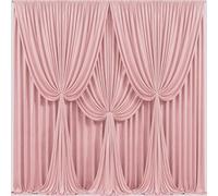 40x10FT Dusty Rose Backdrop Curtains for Wedding Parties, Wrinkle Free Polyester Photography Backdrop Drapes for Baby Shower Birthday Parties Stage Background Stand Decorations 4x10ft,10 Panels
