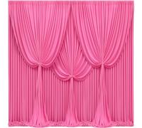 40x10FT Hot Pink Backdrop Curtains for Wedding Parties, Wrinkle Free Polyester Photography Backdrop Drapes for Wedding Baby Shower Birthday Parties Stage Background Stand Decorations 4x10ft,10 Panels