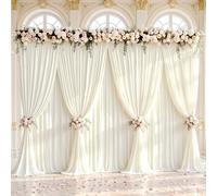 40x10ft Ivory Backdrop Curtain Panels for Parties - Wrinkle Free Polyester Photo Curtain Backdrop Wedding Back Drop Fabric Drapes for Party Decorations Background for Photography