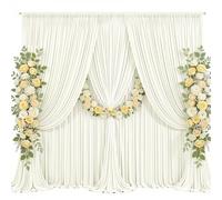 40x10ft Ivory Photo Backdrop Curtains for Parties Wedding Wrinkle Free Polyester Photoshoot Curtains Drapes Backdrop for Birthday Baby Shower Graduation Stage Photography Background 8 Panels 5x10FT