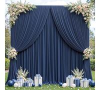 40x10ft Navy Blue Backdrop Curtains for Wedding Parties Wrinkle Free Photo Backdrop Drapes for Photography Birthday Baby Shower Soft Fabric Party Backgournd for Photoshoot 5x10ft, 8 Panels