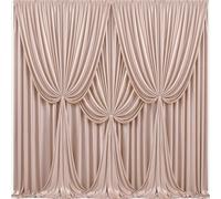 40x10FT Nude Backdrop Curtains for Wedding Parties, Wrinkle Free Polyester Photography Backdrop Drapes for Baby Shower Birthday Parties Stage Background Stand Decorations 4x10ft,10 Panels