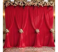 40x10ft Red Backdrop Curtain Panels for Parties - Wrinkle Free Polyester Photo Curtain Backdrop Wedding Back Drop Fabric Drapes for Party Decorations Background for Photography