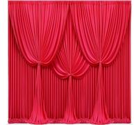 40x10FT Red Backdrop Curtains for Wedding Parties, Wrinkle Free Polyester Photography Backdrop Drapes for Wedding Baby Shower Birthday Parties Stage Background Stand Decorations 4x10ft,10 Panels
