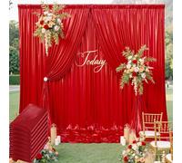 40x10ft Shimmer Red Sequin Backdrop Curtain for Parties, Thick Wrinkle Free Glitter Backdrop Drapes Photo Back Drop Curtains for Birthday Wedding Party Photography Background-6 Panels 5x10ft