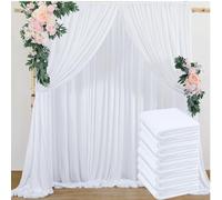 40x10ft White Backdrop Curtains for Parties, 8 Panels 5x10ft Wrinkle-Free Polyester Background Curtains for Wedding, Birthday, Baby Shower,Graduation, Decorations