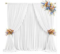 40x10ft White Backdrop Curtains for Parties Wrinkle Free Fabric Backdrop Curtain Wedding Photo Drapes Backdrop for Birthday Party Baby Shower Bridal Shower Photography Back Drop 8 Panels 5x10FT